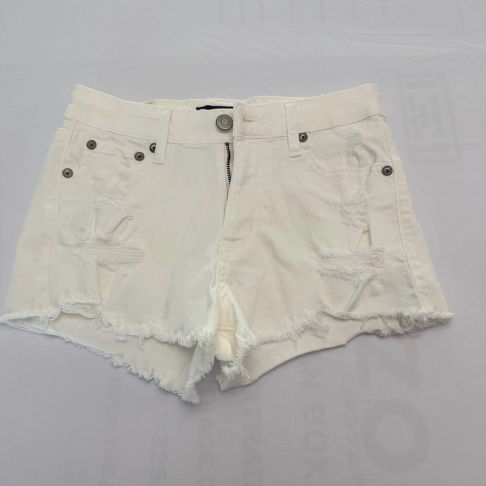 Aeropostale White Distressed Jean Shorts